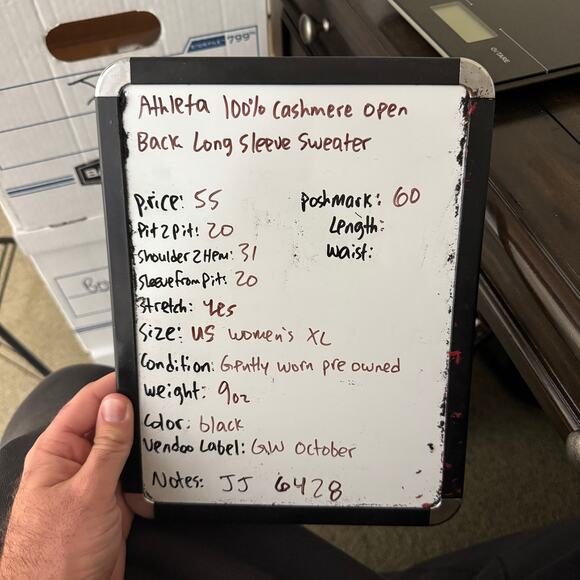 Athleta 100% Cashmere Open Back Long Sleeve Sweater US Women’s XL - Picture 6 of 6